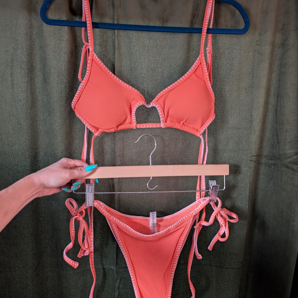 Zaful Orange Bikini with Cream Details